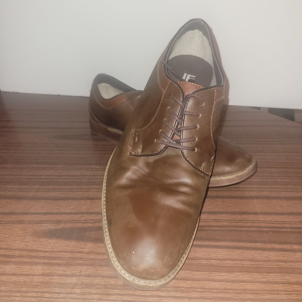 JF J.Ferrar Mens Kent Brown Tan Oxford Shoes Lace-up Size 9.5M - Used - Picture 2 of 8